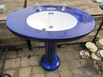 Supergave art deco wastafel op zuil diep blauw/paars, Ophalen, Zo goed als nieuw, Wastafel