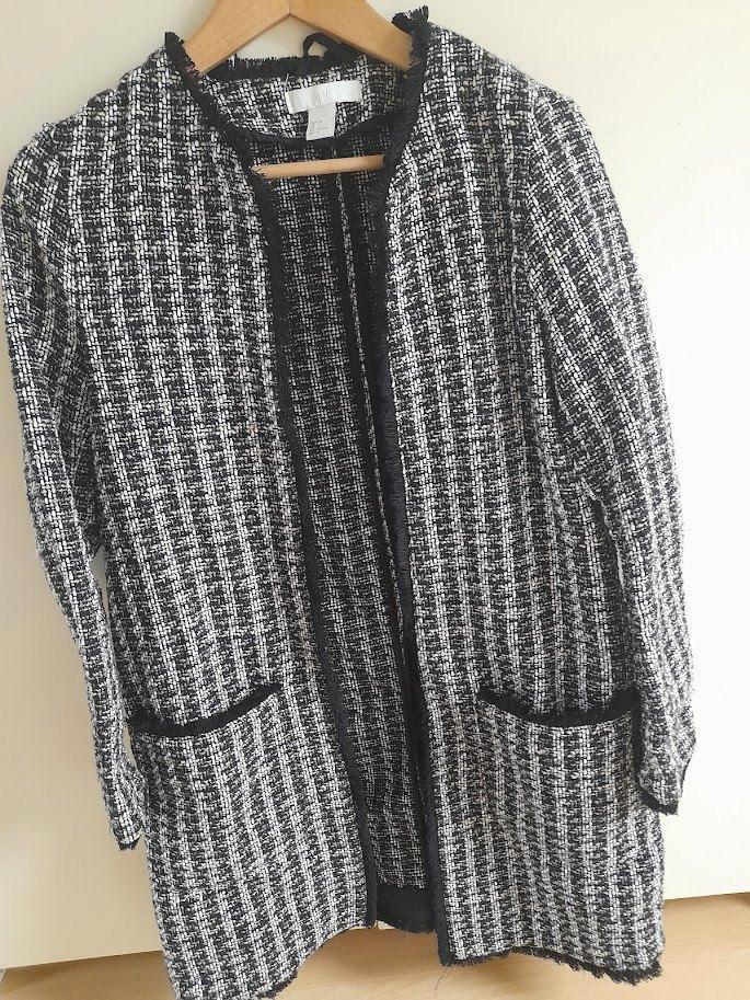 H&M - Tweed jas / blazer-style zwart-wit - maat 38, Kleding | Dames, Jassen | Winter, Nieuw, Maat 38/40 (M), Zwart, Ophalen of Verzenden