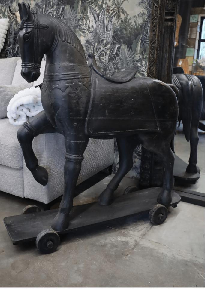Groot houten paard (etalage materiaal, Antiek en Kunst, Kunst | Beelden en Houtsnijwerken, Ophalen of Verzenden