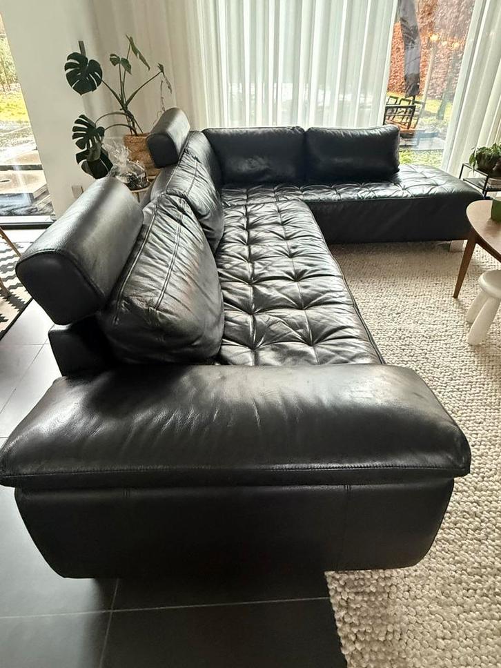 Hoeksalon leer, Huis en Inrichting, Zetels | Zetels en Chaises Longues, Gebruikt, Leer, Ophalen