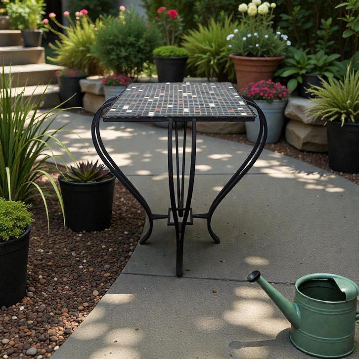 Vintage blauw mozaïektafeltje / plantentafel / bijzettafel, Antiek en Kunst, Antiek | Meubels | Tafels, Ophalen of Verzenden