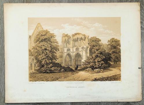 Lithografie Dryburgh abbey, Dundee Castle Edinburgh Dunblane, Antiek en Kunst, Kunst | Litho's en Zeefdrukken, Ophalen of Verzenden