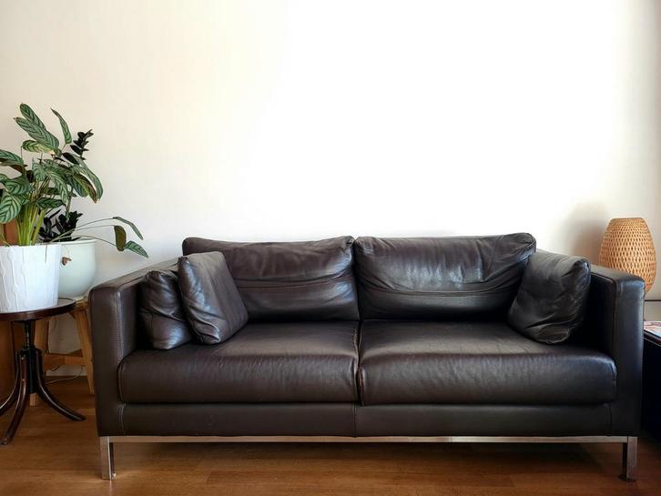 Lederen zetel donkerbruin, Huis en Inrichting, Zetels | Zetels, Ophalen