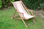 chaise de plage antique, Jardin & Terrasse, Chaises longues, Bois, Utilisé, Réglable, Enlèvement ou Envoi