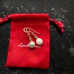 Boucles d'oreilles perles naturelles, plaqué or, Comme neuf, Pendantes, Enlèvement ou Envoi, Blanc