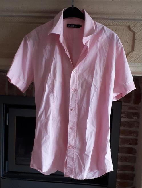 Heren - Overhemd KM - roze - A1A Denim - maat L, Kleding | Heren, Overhemden, Zo goed als nieuw, Halswijdte 41/42 (L), Roze, Verzenden