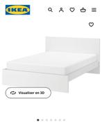 Lit double MALM IKEA blanc 160x200 + 2 sommiers 80x200, 160 cm, Deux personnes, Bois, Utilisé