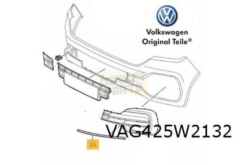 Volkswagen T6.1 (11/19-) sierlijst op mistlampgrille Rechts, Autos : Pièces & Accessoires, Carrosserie & Tôlerie, Pare-chocs, Volkswagen
