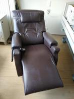 bruine relaxzetel met automatisch bakje, Huis en Inrichting, Fauteuils, Ophalen, Gebruikt, 100 tot 125 cm, Leer
