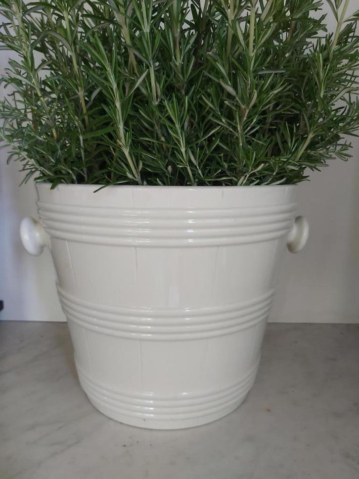 Prachtige grote witte zware keramische banden pot Maestricht, Antiek en Kunst, Curiosa en Brocante, Ophalen of Verzenden