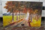 Mooi Geschilderd Werk 'Aarde Weg met Bomen' - Steel, Antiek en Kunst, Kunst | Schilderijen | Klassiek, Ophalen of Verzenden