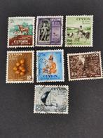Ceylon 1954 - wilde dieren, boeddhisme, rijst oogst , fresco, Ophalen of Verzenden, Gestempeld, Zuid-Azië