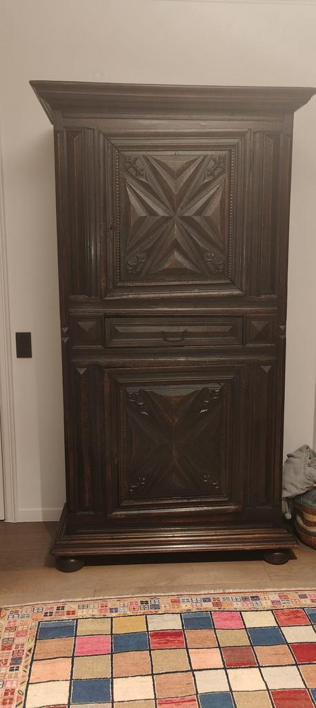 Antieke massief eiken kast ca. 1900, Antiek en Kunst, Antiek | Meubels | Kasten, Ophalen