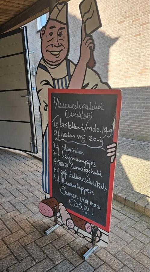 Uitstalbord slagerij, beenhouwerij catering reclamebord, Verzamelen, Merken en Reclamevoorwerpen, Reclamebord, Ophalen of Verzenden