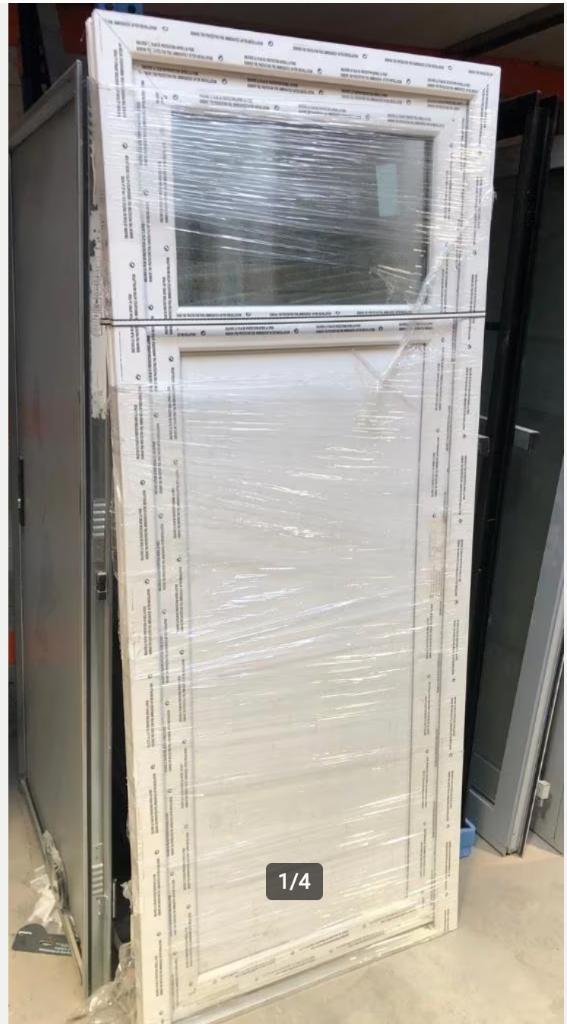 buitendeur kunsstof 1/4 glas, Doe-het-zelf en Bouw, Deuren en Vliegenramen, Gebruikt, Buitendeur, Glas, Ophalen