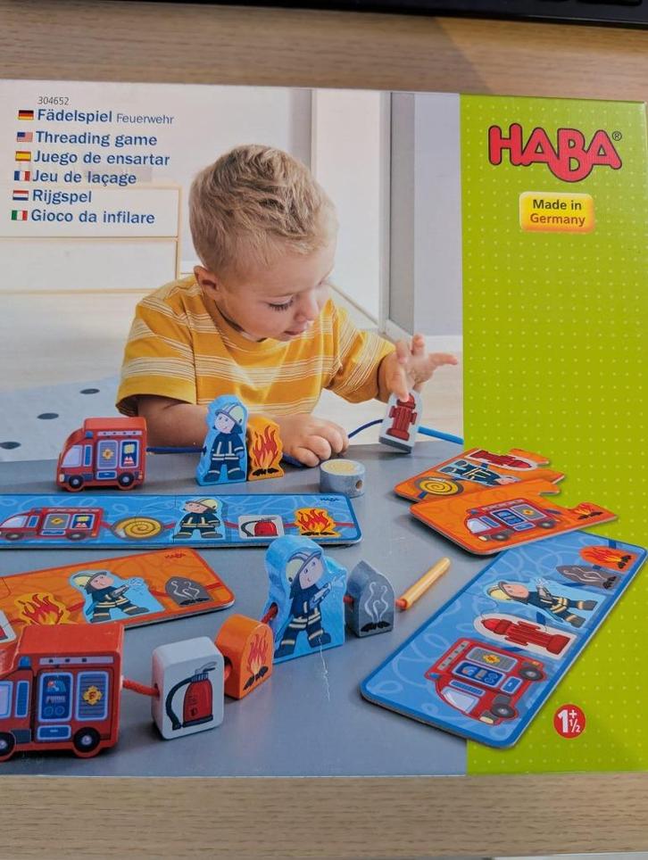 Haba: Rijgspel - brandweer (1.5+), Kinderen en Baby's, Speelgoed | Educatief en Creatief, Gebruikt, Ontdekken, Ophalen