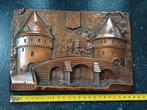 plaque de cuivre coulée Kortrijk Broeltorens, Antiquités & Art, Art | Eaux-fortes & Gravures, Enlèvement ou Envoi