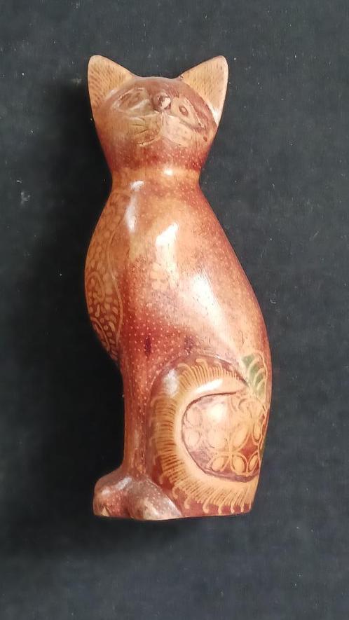 Houten beeld kat, Antiek en Kunst, Kunst | Beelden en Houtsnijwerken, Verzenden