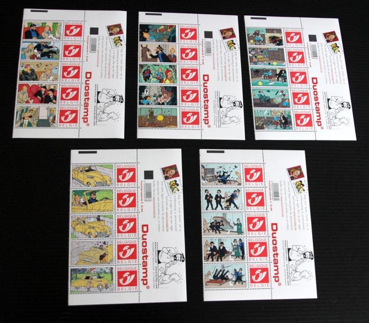 5x Belgie Kuifje Tintin Hergé 2004 duostamps duostamp MNH, Postzegels en Munten, Postzegels | Europa | België, Postfris, Verzenden