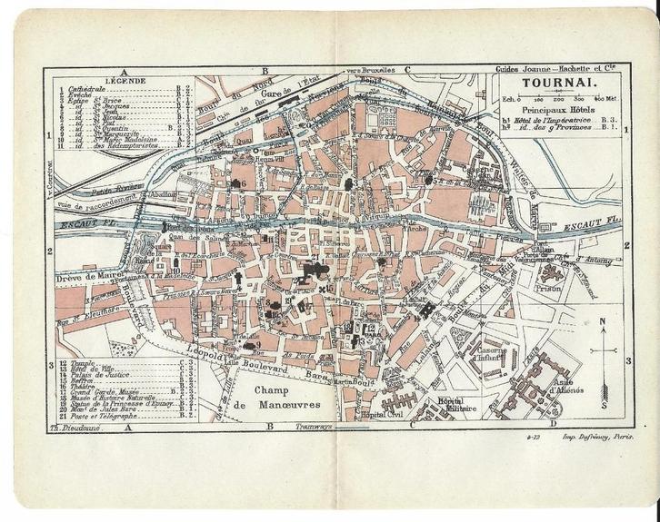 1911 - Tournai - plan de la ville, Livres, Atlas & Cartes géographiques, Envoi