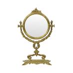 Franse Klassieke Messing Tafelspiegel Goud Barok Stijl 34cm, Ophalen of Verzenden, Rond, Minder dan 50 cm, Minder dan 100 cm