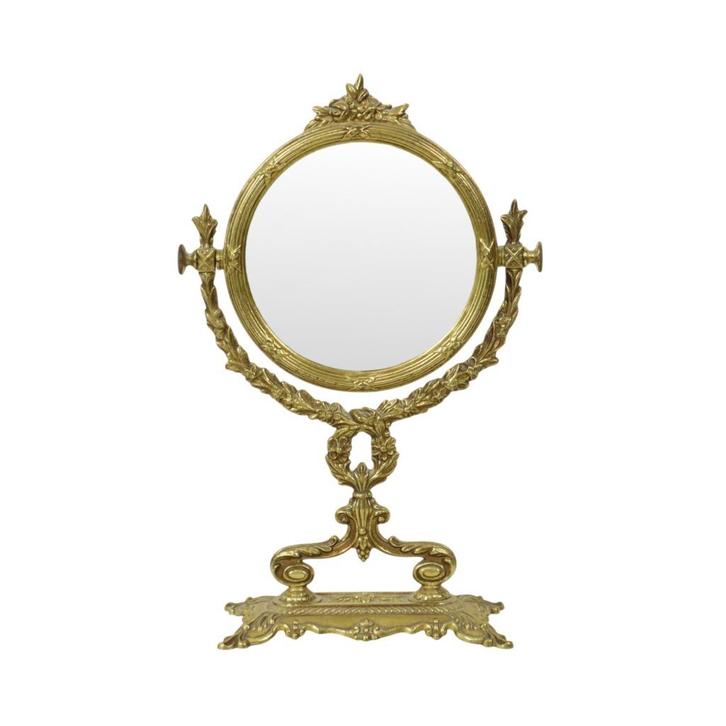 Franse Klassieke Messing Tafelspiegel Goud Barok Stijl 34cm, Antiek en Kunst, Antiek | Spiegels, Minder dan 50 cm, Minder dan 100 cm