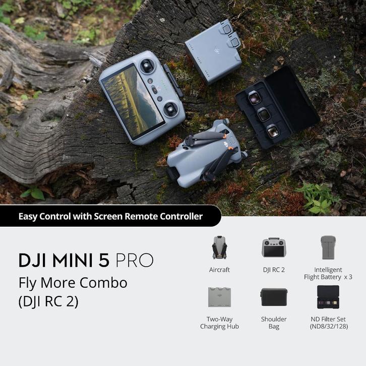 DJI MINI 5 PRO RC2 FLY MORE COMBO+ gratis extra's, Audio, Tv en Foto, Drones, Nieuw, Cameradrone, DJI, Minder dan 250 gram, 30 tot 45 minuten