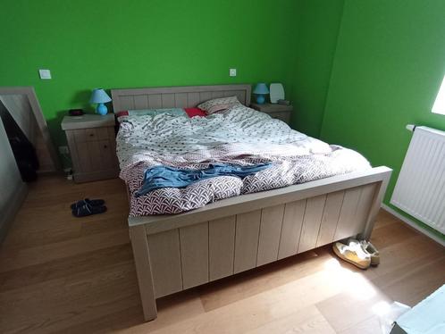 Eikenhouten tweepersoonsbed., Huis en Inrichting, Slaapkamer | Bedden, Zo goed als nieuw, Tweepersoons, 180 cm, 220 cm, Hout, Bruin