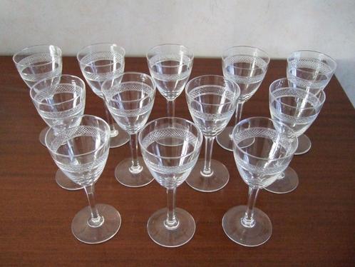 Val St Lambert 12 nieuw geslepen witte kristallen glazen., Antiek en Kunst, Antiek | Glaswerk en Kristal, Ophalen of Verzenden