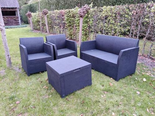 Lounge set, Tuin en Terras, Tuinsets en Loungesets, Gebruikt, Loungeset, Kunststof, 4 zitplaatsen, Bijzettafel, Stoel, Ophalen