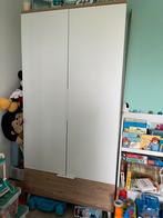 Armoire 2 portes blanc/bois - Garde-robe, Ophalen, Kast, 50 tot 70 cm, 105 cm of meer
