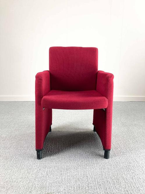 fauteuil in rode stof, Huis en Inrichting, Fauteuils, Gebruikt, Hout, Kunststof, Stof, 50 tot 75 cm, Minder dan 75 cm, Ophalen