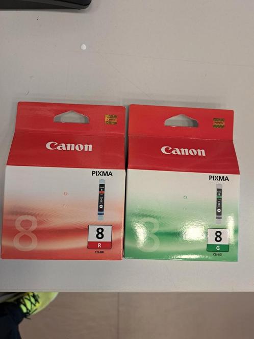 Canon  lot de 2 cartouches CLI-8R CLI-8G, Informatique & Logiciels, Fournitures d'imprimante, Comme neuf, Enlèvement ou Envoi