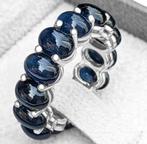 Saffier Cabochon 14krt. 585 witgouden Alliance Ring., Femme ou Homme, Avec pierre précieuse, Or, Bleu