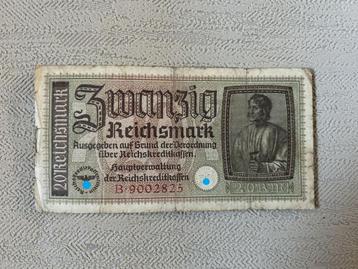 Duits bankbiljet bankbriefje van 20 Reichsmark - 1939 - wo2 beschikbaar voor biedingen