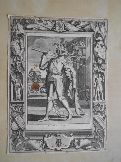 Portret van Floris IV, graaf van Holland (1222-1234), Antiek en Kunst, Kunst | Etsen en Gravures, Ophalen of Verzenden