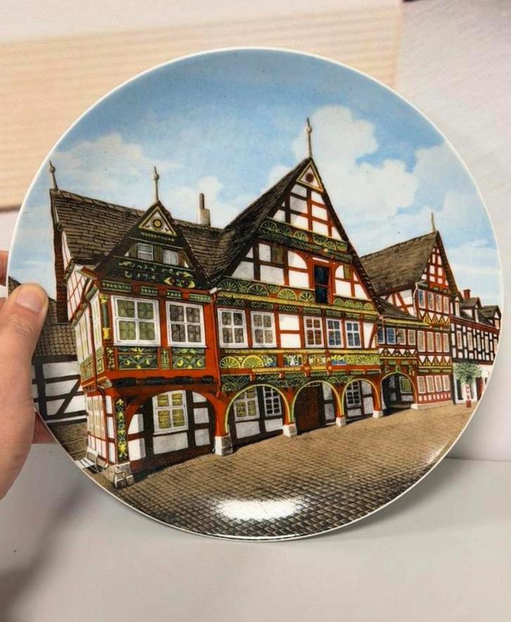 Vintage Fürstenberg Wandbord - Rathaus Schwalenberg Germany, Antiek en Kunst, Antiek | Wandborden en Tegels, Ophalen of Verzenden