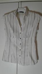 Zwart, wit en zilver gevoerde mouwloze blouse Zara L, Kleding | Dames, Ophalen of Verzenden, Wit, Zo goed als nieuw