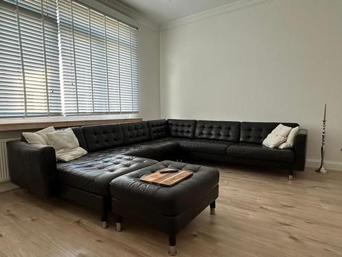 Hoekbank landskrona ikea leder longchair en voetenbank, Huis en Inrichting, Zetels | Complete zithoeken, Gebruikt, Leer, Ophalen