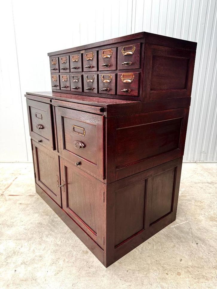 antieke stapelbare ARCHIEFKAST ladekast VRIJMETSELAARS 1900, Antiek en Kunst, Antiek | Kantoor en Zakelijk, Ophalen of Verzenden