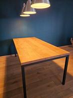 Eettafel met houtlook blad - 190 cm x 90 cm, Ophalen, Kunststof, 50 tot 100 cm, Zo goed als nieuw