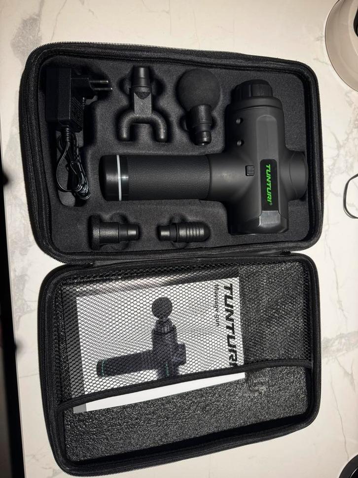 Nieuw! Tunturi Massage Gun met accessoires, Sport en Fitness, Massageproducten, Zo goed als nieuw, Ophalen