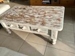 Salon tafel wit massief hout/bruin wit, Huis en Inrichting, Ophalen, Zo goed als nieuw