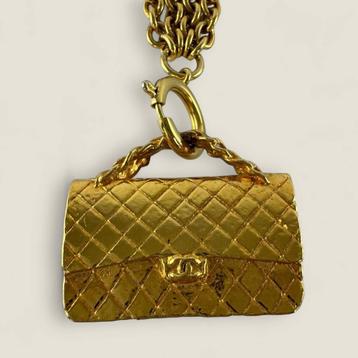 Collier à rabat Chanel vintage classique authentique, Enlèvement ou Envoi, Utilisé, Or, Autres matériaux