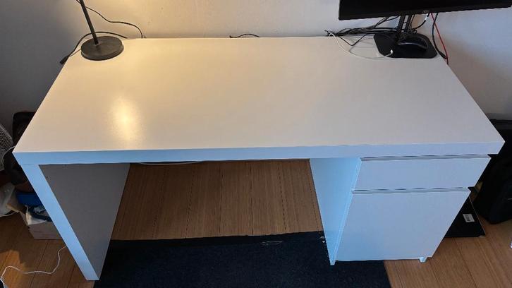 Bureau IKEA Malm - Blanc/Wit, Maison & Meubles, Bureaux, Comme neuf, Bureau, Enlèvement