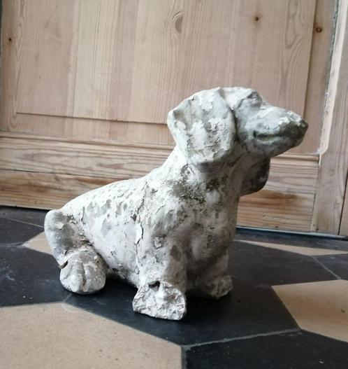 vintage tuinbeeld HOND- Teckel of dashond, Jardin & Terrasse, Statues de jardin, Béton, Enlèvement