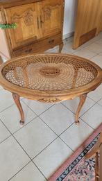 table en chêne style Louis XV avec verre, Ophalen