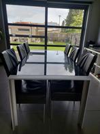 Eettafel met 6 stoelen, Huis en Inrichting, Tafels | Eettafels, 50 tot 100 cm, Glas, 150 tot 200 cm, Gebruikt