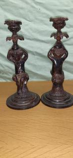 2 antieke kandelaars, Antiek en Kunst, Ophalen of Verzenden, Koper of Brons