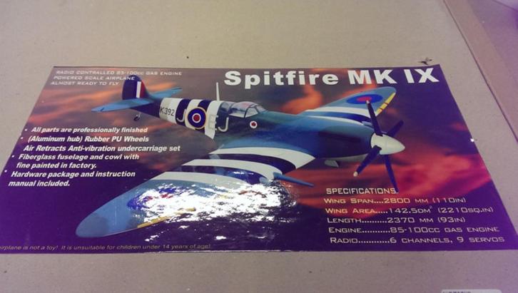 CYModels Spitfire 2m80 met nieuwe Fiala 120 (NIEUW)), Hobby en Vrije tijd, Modelbouw | Radiografisch | Vliegtuigen, Nieuw, Benzine